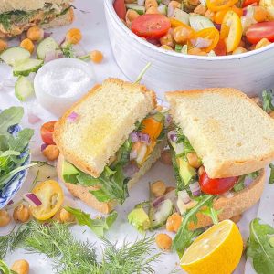 Chickpea Sandwich with Avocado, Fresh Dill, and Tahini