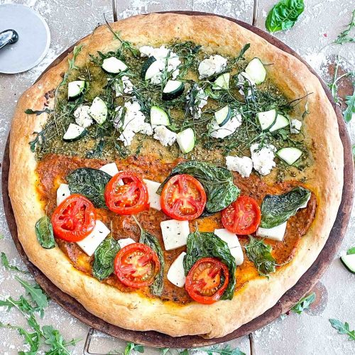 Homemade Half and Half Artisan Pizza Basil Food Journal