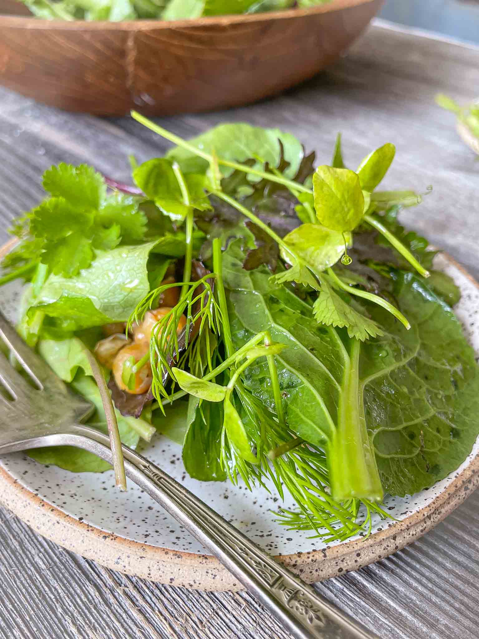 Mesclun Mix, Roasted Chickpeas, and Microgreens Salad