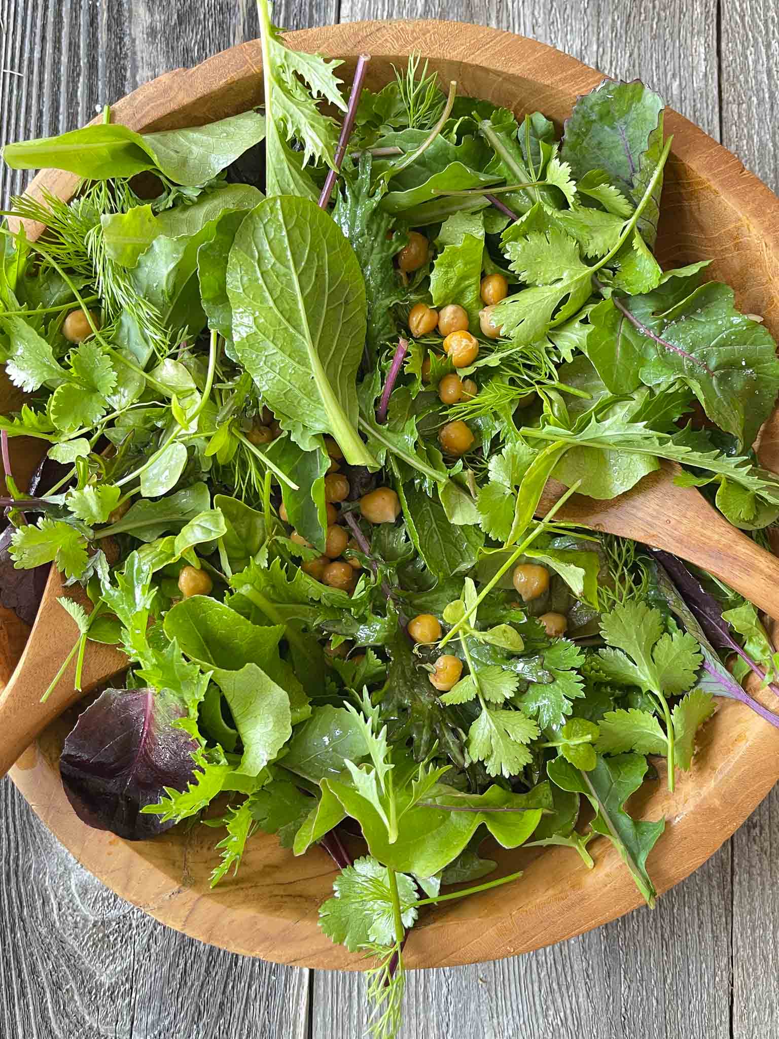 Mesclun Mix, Roasted Chickpeas, and Microgreens Salad